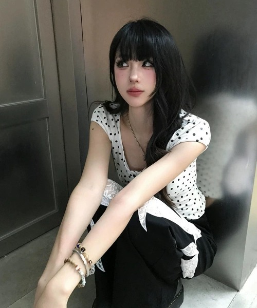 ViViDAY(ビビデー)の「ドット柄ショートtシャツ(Tシャツ/カットソー・レディース・ピンク/ホワイト・M)」の12枚目の写真