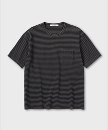 ウォッシュドポケットストライプTシャツ_GREY