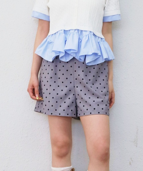 archives(アルシーヴ)の「ドットコンパクトショートパンツ(その他パンツ・レディース・ブラック/グレー・MEDIUM)」の1枚目の写真