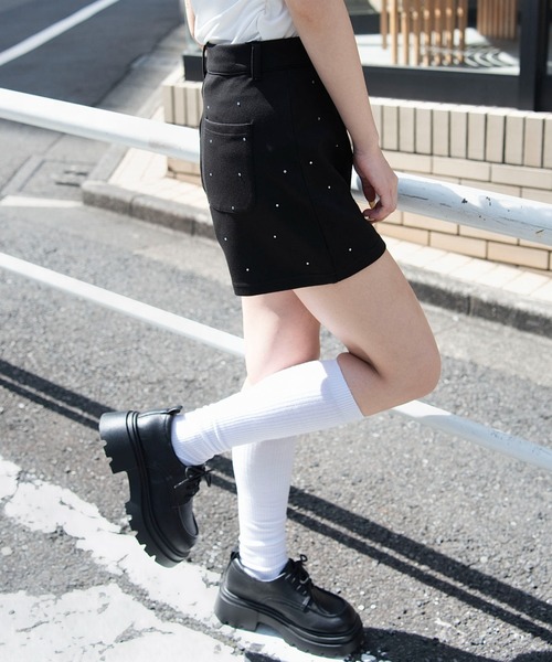 WEGO(ウィゴー)の「WEGO/ラインストーンマイクロショートパンツ(スラックス・レディース・ブラック・FREE)」の8枚目の写真