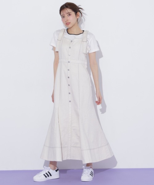 JILL by JILL STUART(ジルバイジルスチュアート)の「肩リボンデニムジャンスカ(ワンピース・レディース・ブルー/ホワイト・MEDIUM/SMALL)」の14枚目の写真