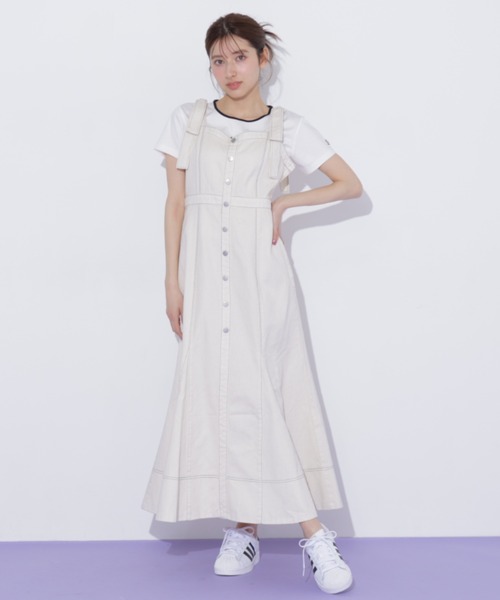 JILL by JILL STUART(ジルバイジルスチュアート)の「肩リボンデニムジャンスカ(ワンピース・レディース・ブルー/ホワイト・MEDIUM/SMALL)」の17枚目の写真