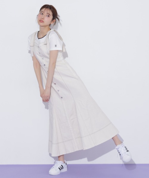 JILL by JILL STUART(ジルバイジルスチュアート)の「肩リボンデニムジャンスカ(ワンピース・レディース・ブルー/ホワイト・MEDIUM/SMALL)」の18枚目の写真