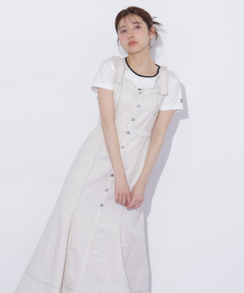 JILL by JILL STUART(ジルバイジルスチュアート)の「肩リボンデニムジャンスカ(ワンピース・レディース・ブルー/ホワイト・MEDIUM/SMALL)」の21枚目の写真