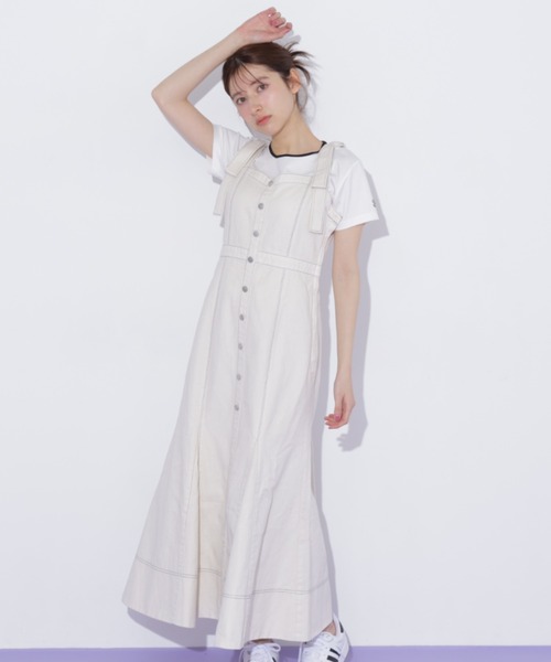 JILL by JILL STUART(ジルバイジルスチュアート)の「肩リボンデニムジャンスカ(ワンピース・レディース・ブルー/ホワイト・MEDIUM/SMALL)」の20枚目の写真