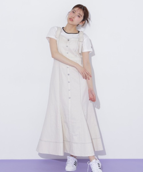 JILL by JILL STUART(ジルバイジルスチュアート)の「肩リボンデニムジャンスカ(ワンピース・レディース・ブルー/ホワイト・MEDIUM/SMALL)」の19枚目の写真