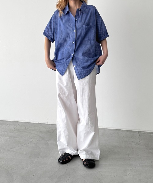 CANAL JEAN(キャナルジーン)の「COIN チェック半袖シャツ(シャツ/ブラウス・レディース・ブルー/アイボリー・ONE SIZE)」の8枚目の写真