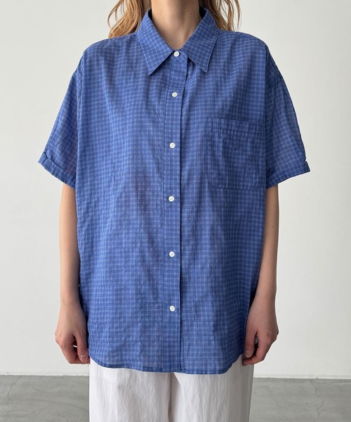 CANAL JEAN(キャナルジーン)の「COIN チェック半袖シャツ(シャツ/ブラウス・レディース・ブルー/アイボリー・ONE SIZE)」の9枚目の写真
