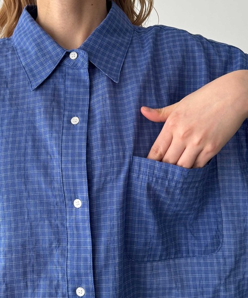 CANAL JEAN(キャナルジーン)の「COIN チェック半袖シャツ(シャツ/ブラウス・レディース・ブルー/アイボリー・ONE SIZE)」の12枚目の写真