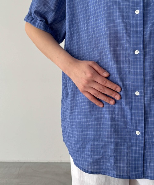CANAL JEAN(キャナルジーン)の「COIN チェック半袖シャツ(シャツ/ブラウス・レディース・ブルー/アイボリー・ONE SIZE)」の13枚目の写真
