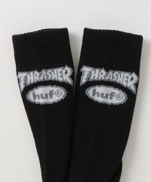 HUF(ハフ)の「【C-HUF4】【HUF×THRASHER/ハフ×スラッシャー】HUF X THRASHER LOGO SOCK SK00965(ソックス/靴下・メンズ・ホワイト/ブラック・O/S)」の11枚目の写真