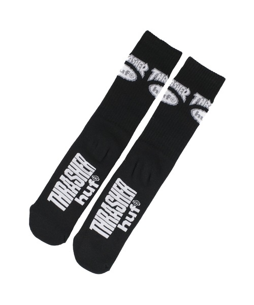 HUF(ハフ)の「【C-HUF4】【HUF×THRASHER/ハフ×スラッシャー】HUF X THRASHER LOGO SOCK SK00965(ソックス/靴下・メンズ・ホワイト/ブラック・O/S)」の7枚目の写真
