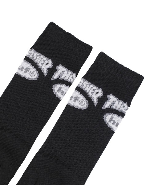HUF(ハフ)の「【C-HUF4】【HUF×THRASHER/ハフ×スラッシャー】HUF X THRASHER LOGO SOCK SK00965(ソックス/靴下・メンズ・ホワイト/ブラック・O/S)」の9枚目の写真
