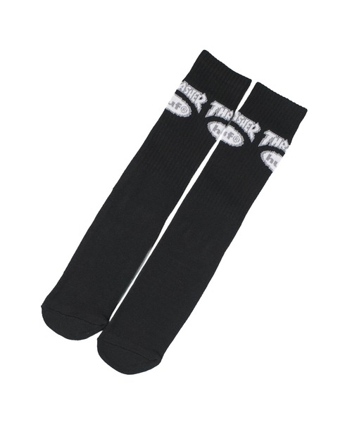 HUF(ハフ)の「【C-HUF4】【HUF×THRASHER/ハフ×スラッシャー】HUF X THRASHER LOGO SOCK SK00965(ソックス/靴下・メンズ・ホワイト/ブラック・O/S)」の10枚目の写真