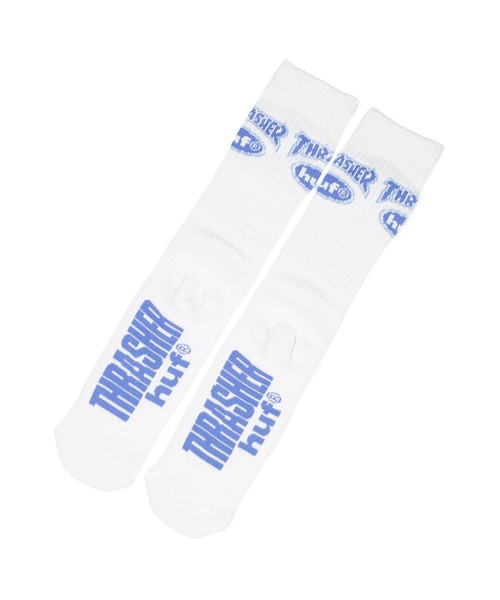 HUF(ハフ)の「【C-HUF4】【HUF×THRASHER/ハフ×スラッシャー】HUF X THRASHER LOGO SOCK SK00965(ソックス/靴下・メンズ・ホワイト/ブラック・O/S)」の3枚目の写真