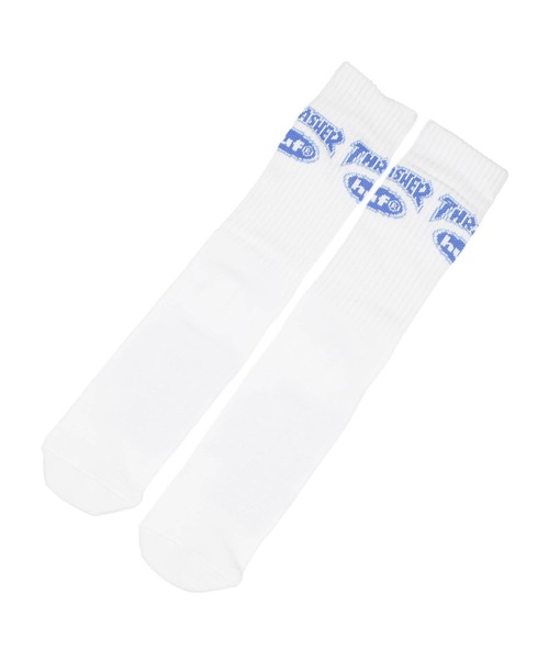 HUF(ハフ)の「【C-HUF4】【HUF×THRASHER/ハフ×スラッシャー】HUF X THRASHER LOGO SOCK SK00965(ソックス/靴下・メンズ・ホワイト/ブラック・O/S)」の6枚目の写真