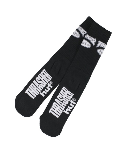 HUF（ハフ）の「【C-HUF4】【HUF×THRASHER/ハフ×スラッシャー】HUF X THRASHER LOGO SOCK SK00965（ソックス/靴下・メンズ・ホワイト/ブラック・O/S）」の13枚目の写真