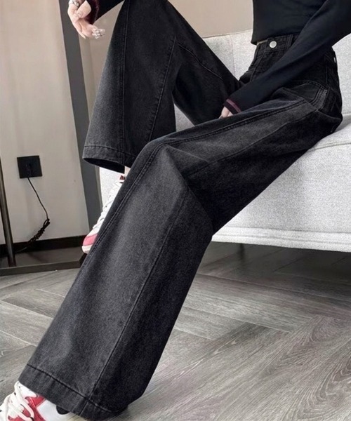 GLAMOROUS JANE(グラマラスジェーン)の「ウォッシュ切替BKデニムPT(デニムパンツ・レディース・ブラック・S/M/L)」の1枚目の写真
