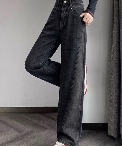 GLAMOROUS JANE(グラマラスジェーン)の「ウォッシュ切替BKデニムPT(デニムパンツ・レディース・ブラック・S/M/L)」の2枚目の写真