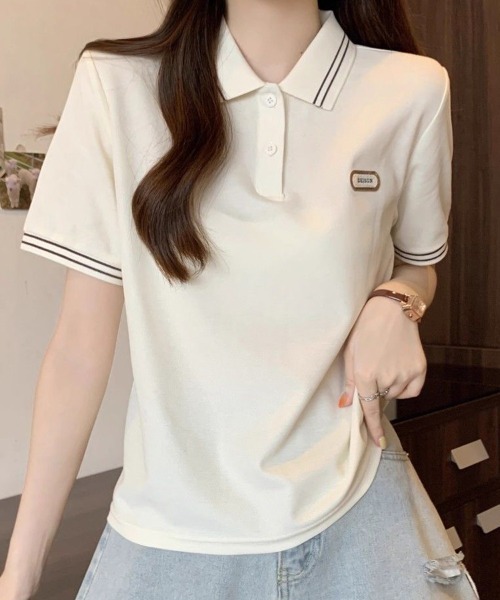 mielu（ミエル）の「配色ラインポロトップス（ニット/セーター・レディース・グリーン/ブラック・LARGE/MEDIUM）」の4枚目の写真
