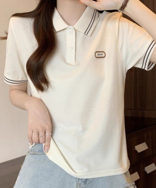 mielu（ミエル）の「配色ラインポロトップス（ニット/セーター・レディース・グリーン/ブラック・LARGE/MEDIUM）」の5枚目の写真