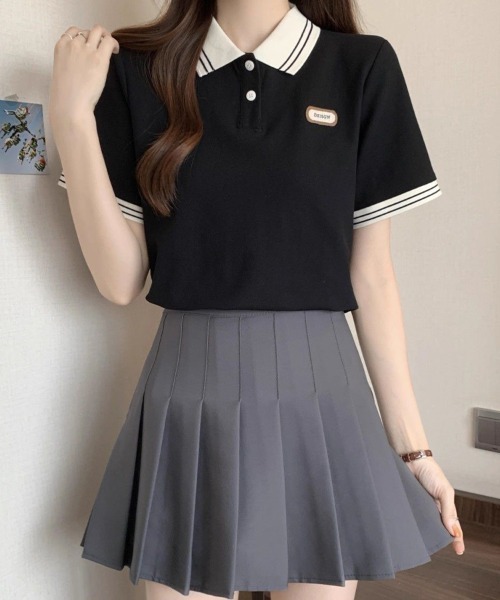 mielu（ミエル）の「配色ラインポロトップス（ニット/セーター・レディース・グリーン/ブラック・LARGE/MEDIUM）」の10枚目の写真