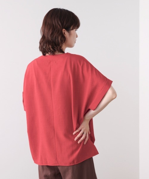 Bou Jeloud(ブージュルード)の「麻ライクキーネックプルオーバー(Tシャツ/カットソー・レディース・レッド/ブラック/ブルー/イエロー・FREE)」の10枚目の写真