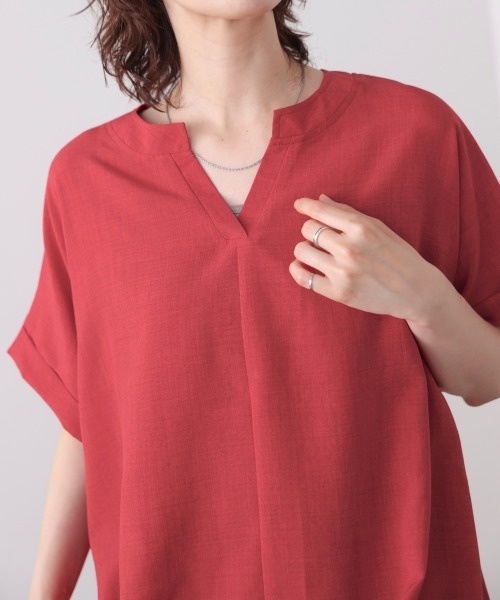 Bou Jeloud(ブージュルード)の「麻ライクキーネックプルオーバー(Tシャツ/カットソー・レディース・レッド/ブラック/ブルー/イエロー・FREE)」の14枚目の写真