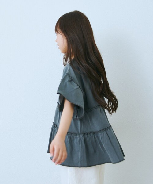 CIAOPANIC TYPY(チャオパニックティピー)の「【KIDS】ピグメントティアードフリル半袖TEE(Tシャツ/カットソー・キッズ・チャコールグレー/グレー/グリーン/ピンク・130/150/110)」の11枚目の写真