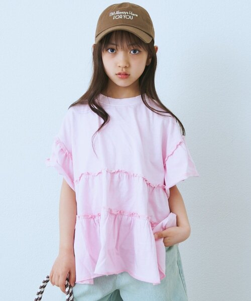 CIAOPANIC TYPY(チャオパニックティピー)の「【KIDS】ピグメントティアードフリル半袖TEE(Tシャツ/カットソー・キッズ・チャコールグレー/グレー/グリーン/ピンク・130/150/110)」の12枚目の写真