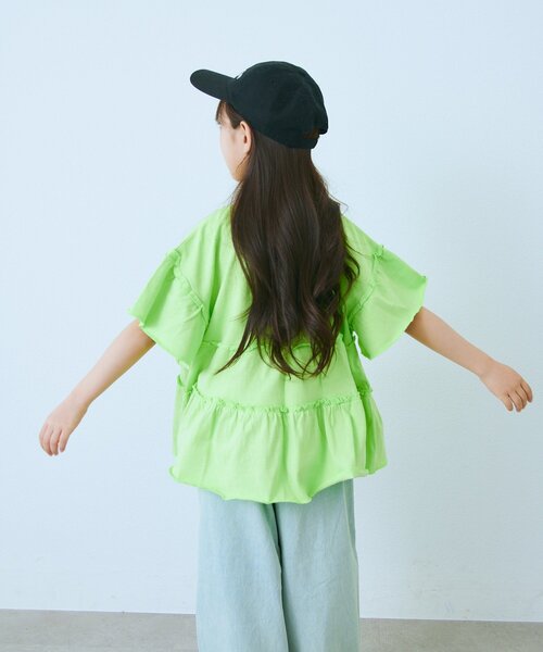 CIAOPANIC TYPY(チャオパニックティピー)の「【KIDS】ピグメントティアードフリル半袖TEE(Tシャツ/カットソー・キッズ・チャコールグレー/グレー/グリーン/ピンク・130/150/110)」の15枚目の写真