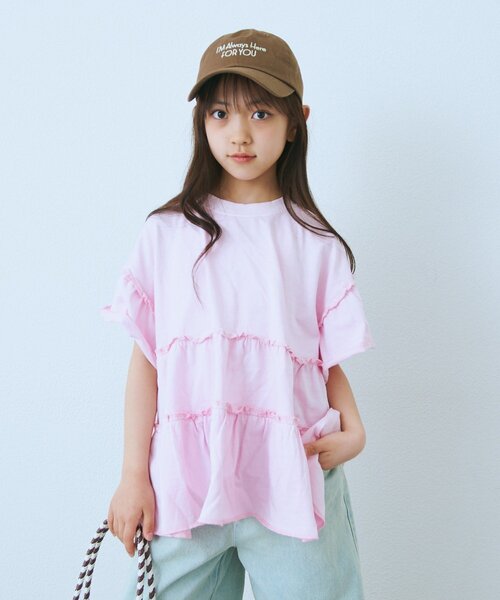 CIAOPANIC TYPY(チャオパニックティピー)の「【KIDS】ピグメントティアードフリル半袖TEE(Tシャツ/カットソー・キッズ・チャコールグレー/グレー/グリーン/ピンク・130/150/110)」の16枚目の写真