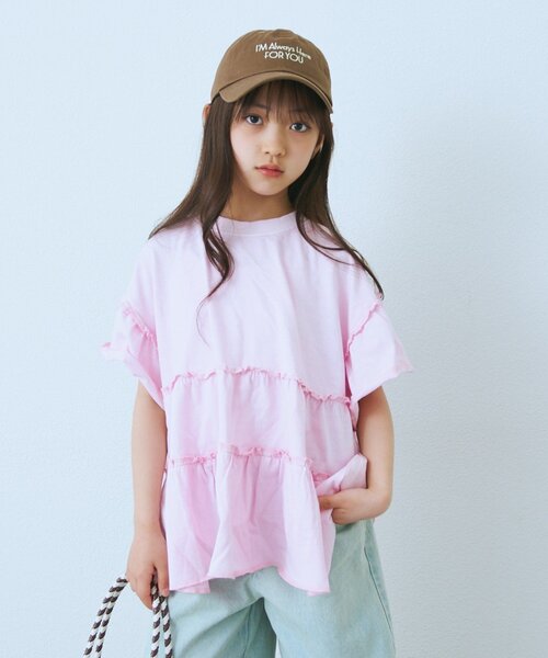 CIAOPANIC TYPY(チャオパニックティピー)の「【KIDS】ピグメントティアードフリル半袖TEE(Tシャツ/カットソー・キッズ・チャコールグレー/グレー/グリーン/ピンク・130/150/110)」の17枚目の写真