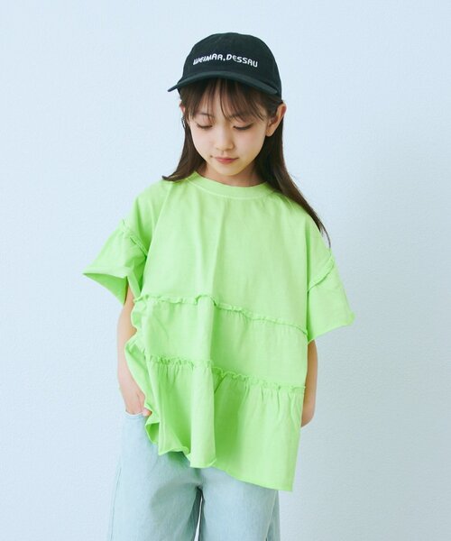 CIAOPANIC TYPY(チャオパニックティピー)の「【KIDS】ピグメントティアードフリル半袖TEE(Tシャツ/カットソー・キッズ・チャコールグレー/グレー/グリーン/ピンク・130/150/110)」の18枚目の写真