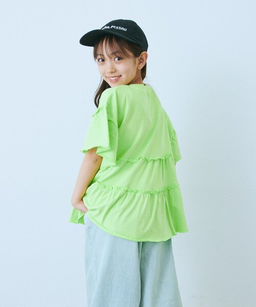 CIAOPANIC TYPY(チャオパニックティピー)の「【KIDS】ピグメントティアードフリル半袖TEE(Tシャツ/カットソー・キッズ・チャコールグレー/グレー/グリーン/ピンク・130/150/110)」の20枚目の写真