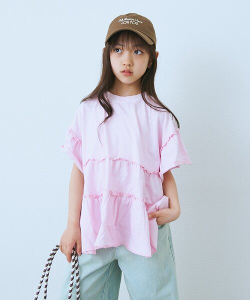 CIAOPANIC TYPY(チャオパニックティピー)の「【KIDS】ピグメントティアードフリル半袖TEE(Tシャツ/カットソー・キッズ・チャコールグレー/グレー/グリーン/ピンク・130/150/110)」の22枚目の写真