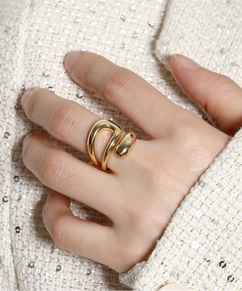LA VORAGINE（ラ ヴォラジネ）の「ジオメトリックオープンリング 5 色展開 低アレルギー レディース（リング・レディース・シルバー/ゴールド・FREE）」の2枚目の写真