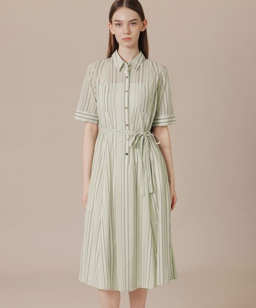 MACKINTOSH LONDON(マッキントッシュ ロンドン)の「【婦人画報6月号掲載】マーブルストライプワンピース(ワンピース・レディース・ピンク/グリーン・40/38)」の2枚目の写真