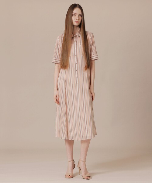 MACKINTOSH LONDON(マッキントッシュ ロンドン)の「【婦人画報6月号掲載】マーブルストライプワンピース(ワンピース・レディース・ピンク/グリーン・40/38)」の3枚目の写真