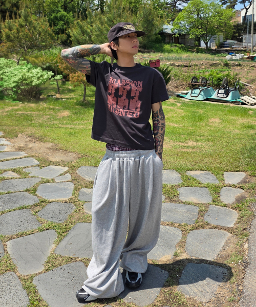 FUZZY SCAN（ファジスキャン）の「クロスパッチカーブバルーンパンツメランジ（スウェットパンツ・レディース・ライトグレー・ONE SIZE/TWO）」の5枚目の写真