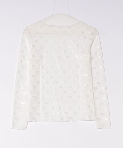 ammy.(エイミードット)の「【 ammy. / エイミードット 】 リボン柄 シアー レイヤード トップス(Tシャツ/カットソー・レディース・ホワイト/ブラック・FREE)」の3枚目の写真