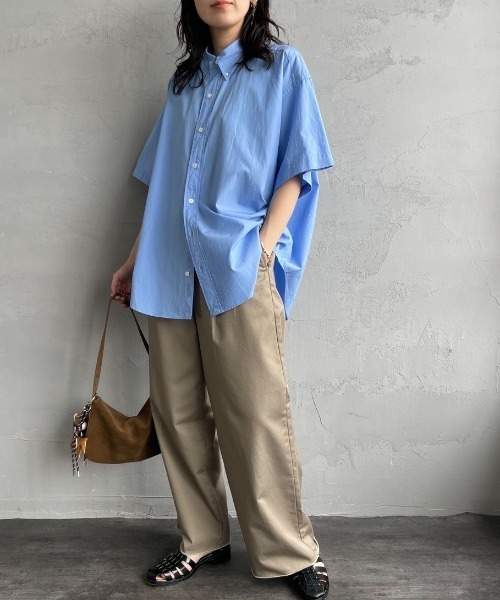 THE SHINZONE（ザ　シンゾーン）の「[THE SHINZONE/ザ シンゾーン] ハーフスリーブ オーバーサイズダディシャツ（シャツ/ブラウス・レディース・イエロー/ブルー/ホワイト・0）」の8枚目の写真