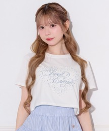 ハートロゴラインストーンTシャツ