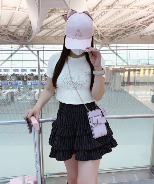 apres jour(アプレジュール)の「ハートロゴラインストーンTシャツ(Tシャツ/カットソー・レディース・ブラック/ホワイト系その他/オフホワイト・フリー/X-LARGE)」の4枚目の写真