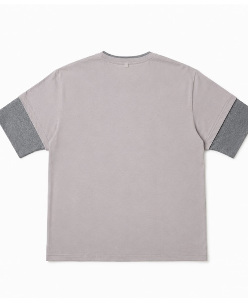 ARCHIVER（アーカイバ）の「【Bd】レイヤード風 Uネック ハーフスリーブTシャツ（Tシャツ/カットソー・レディース・チャコール/マルチ/ホワイト/グレー系/ブラック・LARGE/MEDIUM/X-LARGE）」の8枚目の写真