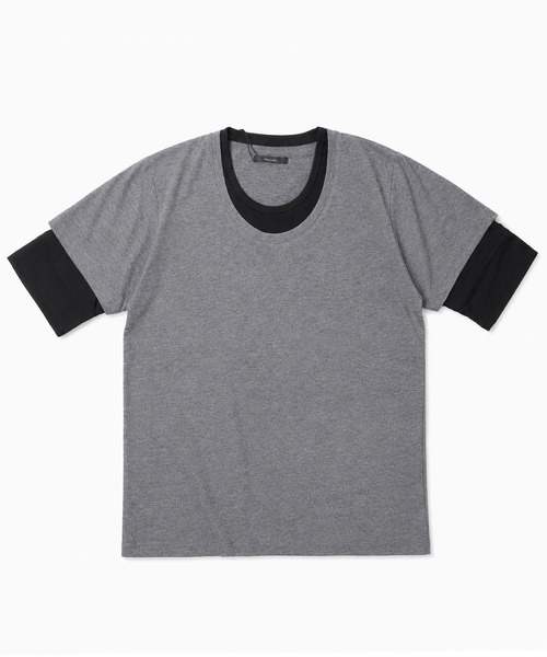 ARCHIVER（アーカイバ）の「【Bd】レイヤード風 Uネック ハーフスリーブTシャツ（Tシャツ/カットソー・レディース・チャコール/マルチ/ホワイト/グレー系/ブラック・LARGE/MEDIUM/X-LARGE）」の14枚目の写真