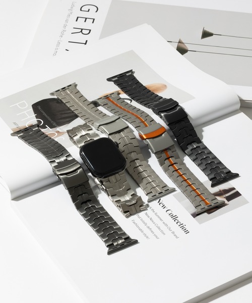 emonique(エモニーク)の「チタン製 アップルウォッチバンド Apple Watch バンド【38mm/40mm/41mm 対応】(デジタル腕時計・メンズ・ブラック/グレー/シルバー/シルバー系1/シルバー系・38)」の6枚目の写真