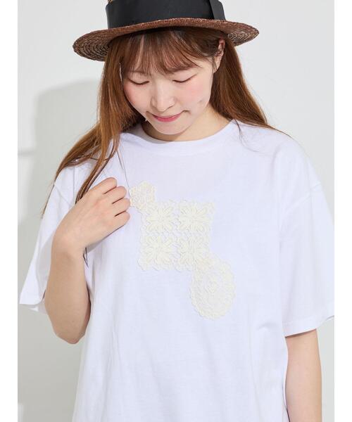 セール】【接触冷感】パーツレース貼りTシャツ（Tシャツ/カットソー
