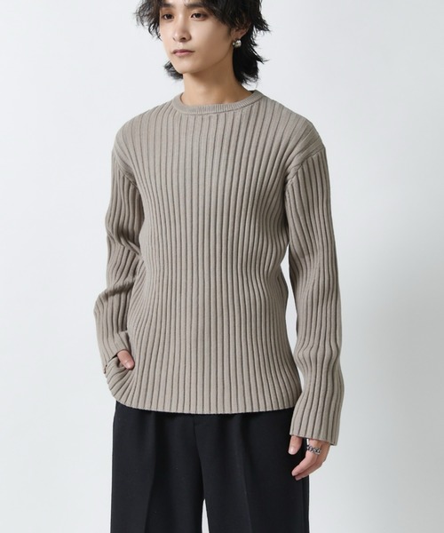 Lui's(ルイス)の「ワイドリブクルーネックニット(ニット/セーター・メンズ・ブラック/グレー・M/S)」の10枚目の写真