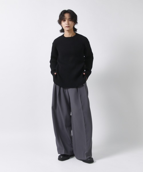 Lui's(ルイス)の「ワイドリブクルーネックニット(ニット/セーター・メンズ・ブラック/グレー・M/S)」の7枚目の写真